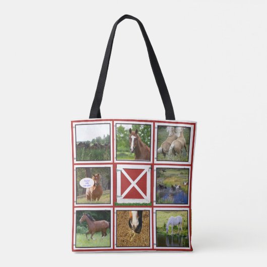 Red Barn-deur - Aangepaste foto-Canvas tas paard (Achterkant)