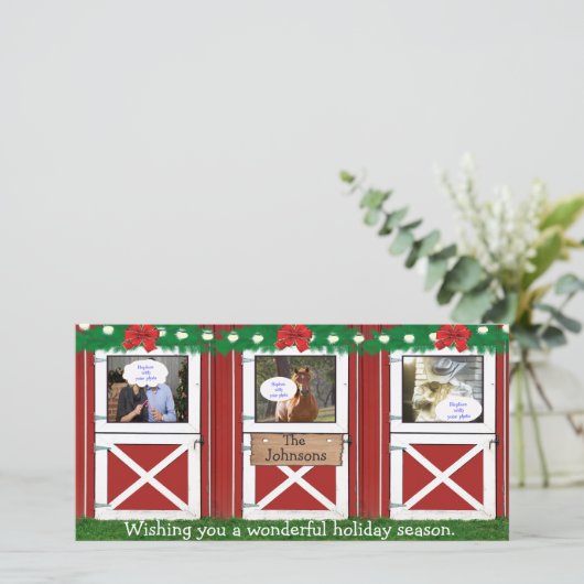 Red Barn-deur - Aangepaste fotokaart (3 deuren) #2 Feestdagenkaart (Staand voorkant)