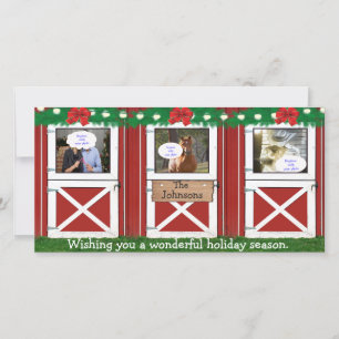 Red Barn-deur - Aangepaste fotokaart (3 deuren) #2 Feestdagenkaart