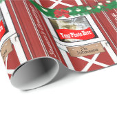 Red Barn Door 1 foto Custom Country Holiday Cadeaupapier (Rol Hoek)