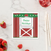 Red Barn door Custom Holiday Party Napkins Servetten (Insitu)