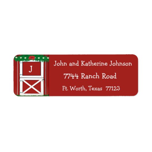 Red Barn door Custom Holiday Return-label Etiket (Voorkant)