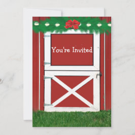 Red Barn Door Custom Vakantie Party Uitnodiging
