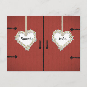 Red Barn en Daisies Country Wedding Bewaar de datu Briefkaart
