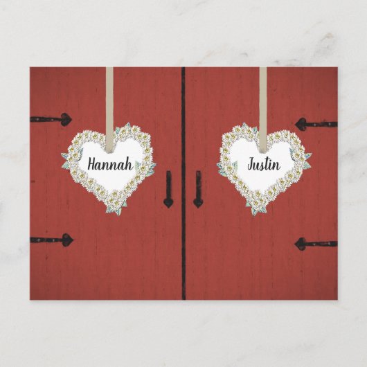 Red Barn en Daisies Country Wedding Bewaar de datu Briefkaart (Voorkant)