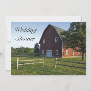 Red Barn en hek Couples country Wedding Shower Kaart