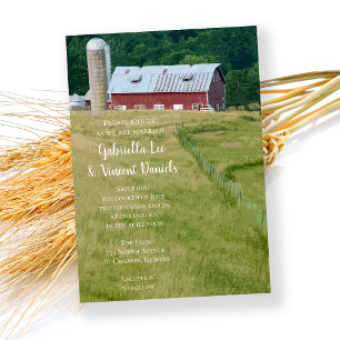 Red Barn en Silo Boerderij Wedding Invitation Kaart