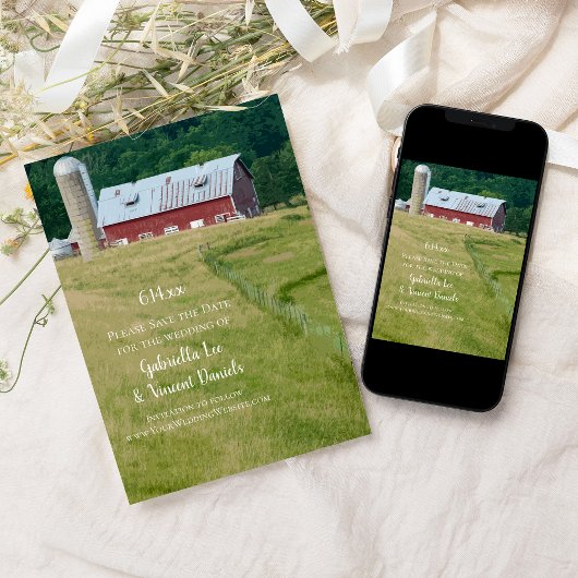Red Barn en Silo Boerderij Wedding Save the Date