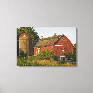 Red Barn en Silo Canvas Afdruk