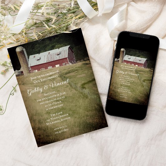 Red Barn en Silo Country Boerderij Engagement Part Kaart