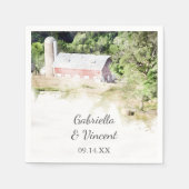 Red Barn en Silo Country Boerderij Wedding Napkins Servet (Voorkant)