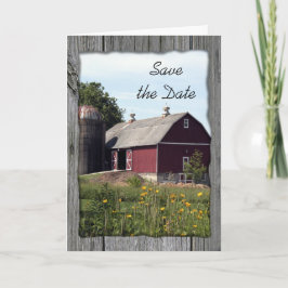 Red Barn en Silo Country Wedding Save the Date Aankondiging