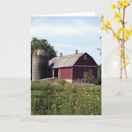 Red Barn en Silo Kaart (Gele Bloem)