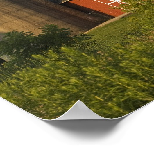 Red Barn en Silo Poster (Hoek)