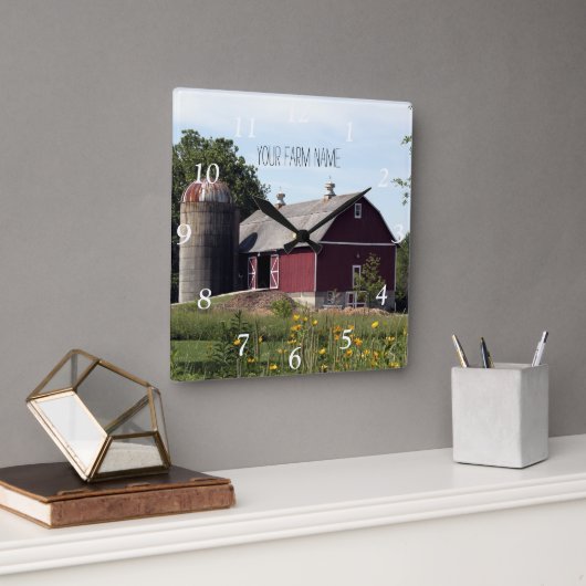 Red Barn en Silo Vierkante Klok (Kantoor)