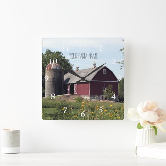 Red Barn en Silo Vierkante Klok (Huis)