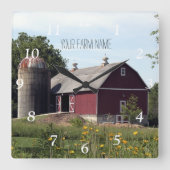 Red Barn en Silo Vierkante Klok (Voorkant)