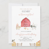 Red Barn Farm Dieren Verjaardagsfeest Kaart (Voorkant)