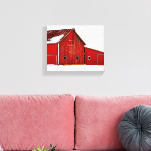 Red Barn Farmhouse Decor Canvas Print Wall Art (Insitu (Woonkamer))