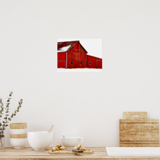 Red Barn Farmhouse Poster Print Wall Art (Keuken)