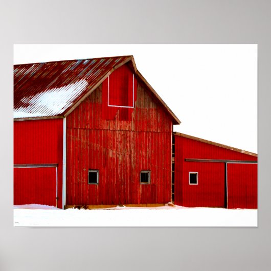 Red Barn Farmhouse Poster Print Wall Art (Voorkant)