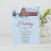 Red Barn Forest Corporate Holiday Kerstfeest Kaart (Staand voorkant)