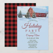 Red Barn Forest Corporate Holiday Kerstfeest Kaart (Voorkant / Achterkant)