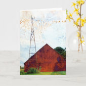 Red Barn gemengde media Kaart (Gele Bloem)