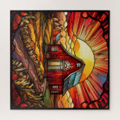 Red Barn Glas in lood Puzzel (Horizontaal)