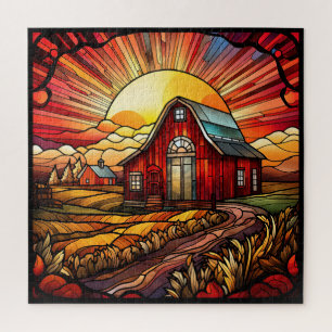 Red Barn Glas in lood Puzzel