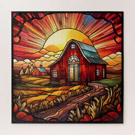 Red Barn Glas in lood Puzzel (Verticaal)