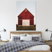 RED BARN GROTE QUAD PRINT OP STRETCHETCANVAS (Insitu (Slaapkamer))
