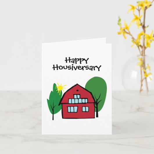 Red Barn Happy Housiever Client Appreciation Kaart (Gele Bloem)