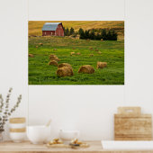 Red Barn, hay bales, Albion, Palouse Area 2 Poster (Keuken)