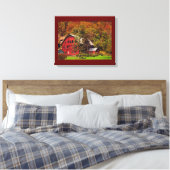 Red Barn in Autumn Canvas Print (Insitu (Slaapkamer))