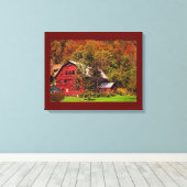 Red Barn in Autumn Canvas Print (Insitu (Houten vloer))