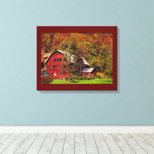 Red Barn in Autumn Canvas Print (Insitu (Houten vloer))