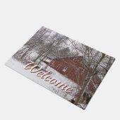 Red Barn in de sneeuwkomer Deurmat (Schuin)