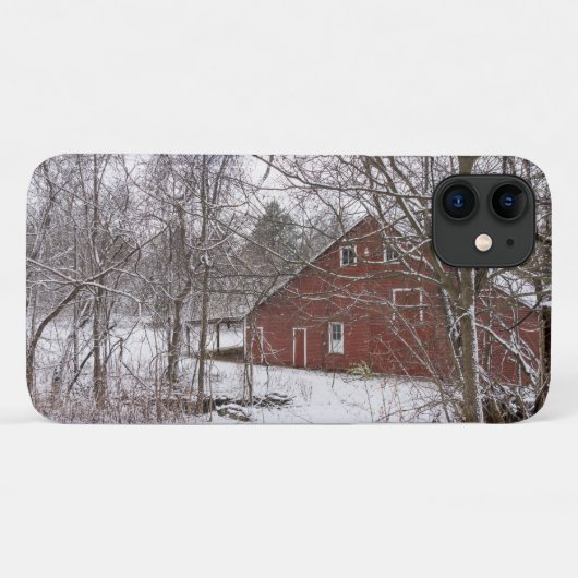 Red Barn in de sneeuwzaak iPhone Case-Mate iPhone Case (Achterkant (horizontaal))