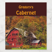 Red Barn in Herfst Wijn Label Wijn Etiket (Enkel label)