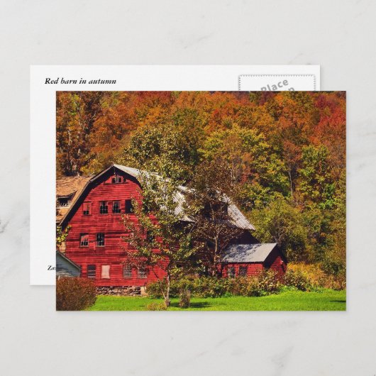 Red Barn in het najaar Briefkaart (Voorkant / Achterkant)