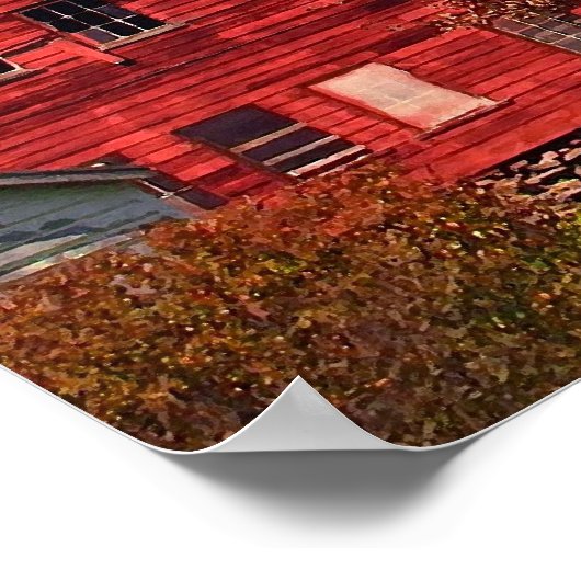 Red Barn in het najaar Poster (Hoek)