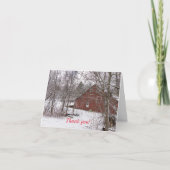 Red Barn in sneeuw Dank je kaart (Voorkant)