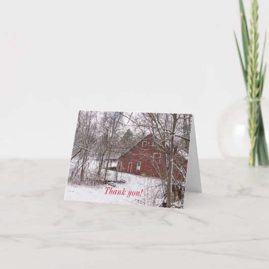 Red Barn in sneeuw Dank je kaart (Voorkant)