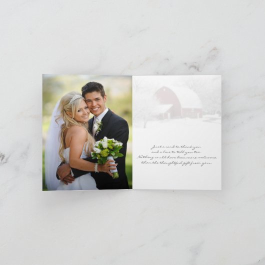 Red Barn in Winter FOTO Hartelijk dank Bedankkaart (Binnen)