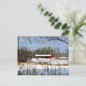 Red Barn in Winter New Hampshire Feestdagenkaart (Staand voorkant)