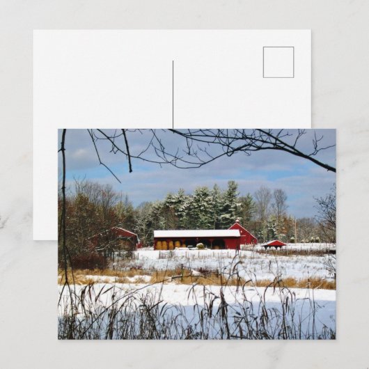 Red Barn in Winter New Hampshire Feestdagenkaart (Voorkant / Achterkant)