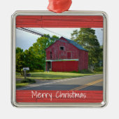 Red Barn-kerstversiering Metalen Ornament (Voorkant)