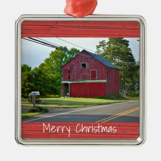 Red Barn-kerstversiering Metalen Ornament (Voorkant)