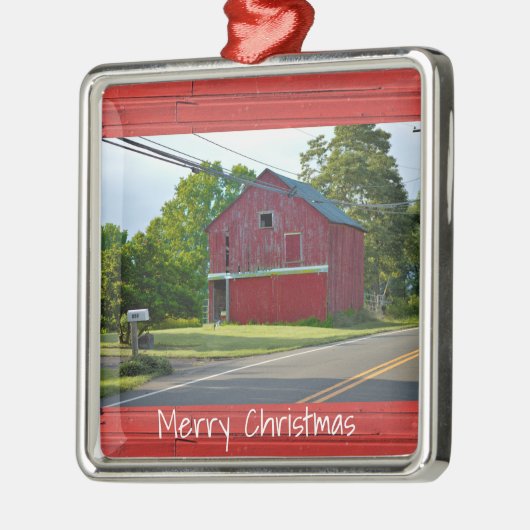 Red Barn-kerstversiering Metalen Ornament (Links)